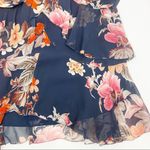 Nicholas Rust Floral Pintuck Silk Chiffon Mini Dress: Navy Blue Size 0 Photo 9