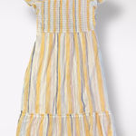 LC Lauren Conrad Lauren Conrad Striped Smocked Midi Dress Size L Square Neck‎ Boho Cottagecore Photo 0