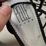 Pelle Moda Black Leather Silver Rhinestone Heels Womens 7.5 Bling Lace Up Ankle Photo 4
