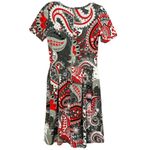 LuLaRoe Amelia Black, Gray, Red, and White Fit and Flare Dress, EUC, Size XS Photo 9