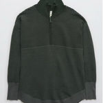 Aerie  Offline Home Stretch Quarter Zip Sweater Ribbed Green Oversized Size Small Photo 0