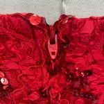 Vintage 90s Fit & Flare Mini Cocktail Dress Sweetheart Sequin Bodice Bow Red 4 Photo 9