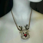 Betsey Johnson Betsy Johnson Christmas Red Nose Reindeer Pendant Gold Tone Holiday Neck… Photo 1
