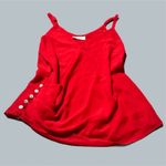 Zenana  large Women’s Bright Red Tank Top Dress Shirt Button Up detail v neck Photo 0