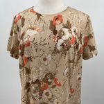American Vintage Vintage 70s Floral Print Mini Shift Dress A Line Short Sleeve Beige Coral 16 Photo 4