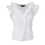 Veronica Beard  Jeans Stacie White Ruffle Flutter Sleeve Top Blouse Photo 1