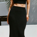 Sabo Skirt NWT Sabo Evie Black Ribbed Knit Maxi Skirt XS Photo 0