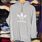 Adidas grey hoodie size Large men with hidden pocket in sleeve Photo 0