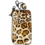 Brighton Wallet Leopard Print Glossy Keychain Zip Card Slots Animal Print Photo 1