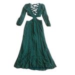 AFRM Lowell Green Polka Dot Print Dress Long Sleeve Cutout Tie Back Size Small Photo 1