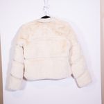 NEW River Island Faux Vegan Fur Leather Panel Comfort Layer Puffer Jacket Stone Photo 4