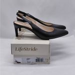 LifeStride Annalise Slingback Heels Women’s 7.5 Black Faux Leather Comfort Shoes Photo 1