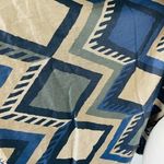 Wrap Shawl Lightweight Cotton Tan Navy Blue Pattern Photo 2