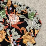 Rachel Zoe Shirt Womens Medium Black Floral Long Sleeve Button Up Satin Japanese Photo 4