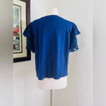 Anthropologie  Forever That Girl Eyelet Tee in Navy Size Large Photo 6