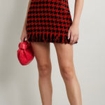 MONSE Hook & Eye Cutout Leather & Wool Houndstooth Minidress Photo 0