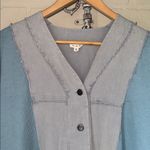 POL distressed shirt short sleeve waffle knit raw hem small oversized blue Photo 1