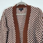 Fortune + Ivy Brown White Cardigan Sweater Size Small NWOT Brown Open Cardigan Photo 1
