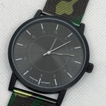 Men quartz watch 41mm round black tone military style adjustable mesh running Photo 2