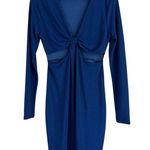 Wild Fable  Mini Dress Womens M Blue Shimmery V-Neck Cut Out Long Sleeve Cocktail Photo 1