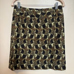 Ectetera Womens Wool Silk Skirt Geometric Animal Print Unique Black Green Size 6 Photo 2
