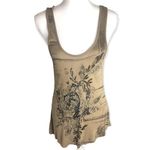 Miss Me Floral Lace Rhinestone Linen Blend Tank Top Photo 1