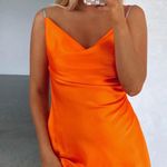 White Fox Boutique bright orange satin mini dress Photo 0