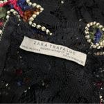 ZARA  TRAFALUC Top Womens Size Medium Colorful Embroidered Black Lace Maximalist Photo 7