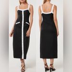 New EVER NEW Mia Contrast Trim Sleeveless Linen Midi Dress sz 6 Black Photo 1