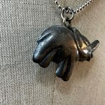 Silver tone puffy elephant pendant necklace Photo 2