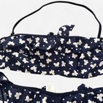 None Navy white girly Cottagecore dainty polka dot butterfly ruffle tie halter bikini Photo 1