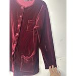 RUSS Women’s Size Large Pajama Top Burgundy Velour Corduroy Button Front Red Photo 3