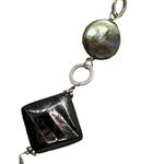 Vintage Sterling Silver Y Necklace Pearls Quartz Iridescent Adjustable 17" Choke Photo 2