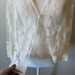 Rabbit Rabbit Designs Lace Cardigan Shrug Top Floral Embroidery XL Coquette White Photo 3