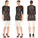 Alexis • Whitney Dress black white lace two tone colorblock sheath midi Photo 14