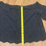 Madewell Small Black Eyelet Off the Shoulder Top Cropped Short Bell Sleeves Photo 2