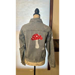 NWOT Miss Sparkling Small Cropped Embroidered w Flowers & Mushroom Jean Jacket Blue Photo 1