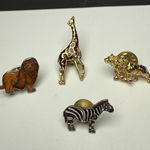 Lion Zebra Giraffe Tack Lapel Pin Lot Of 4 Safari Animals Photo 0