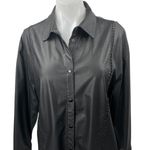 Culture Cassandra Black Faux Vegan Leather Long Sleeve Button Down Shirt Top M Size M Photo 2
