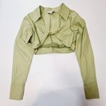 L'Academie  Tereza Poplin Crop Top in Moss Green XXS Photo 2