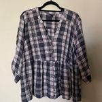 Torrid Grey Plaid Babydoll Rayon Twill Button-Front Top Photo 4