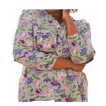 Matilda Jane Thinking Out Loud Gray/Fuchsia Floral Top Blouse Size Small V Neck Photo 8