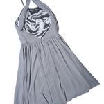 Theia Allison Stone Gray Knee Length Open Back Halter Neck Bridesmaid Dress 12 Photo 1