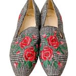 NEW Butter Shoes Plaid and Floral Flat Loafers Red Black, NWOT Size 5, MSRP $295 Black Photo 0