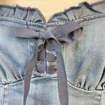 Urban Outfitters Nayda Denim Ruffle Lace up Stretch Mini Dress womens XS new Photo 8