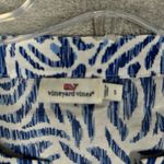 Vineyard Vines  Shirt Womens Small White Blue Abstract Zebra Print Tunic Preppy‎ Photo 5