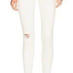 Mother Denim Women’s Size 26 Warm Ivory Double Fray Charmer Skinny Jeans White Photo 0