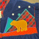 Appel VTG 80s 90s whimsical bears cabincore warm and cozy long zip house robe M Blue Size M Photo 3