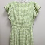 Taylor Gingham Midi Dress Pockets Ruffle Sleeve Green Size 8 Photo 8