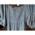 Listicle  Cotton Gauze Maxi Dress Teal Embroidered Floral Romantic Castlecore L Photo 7
